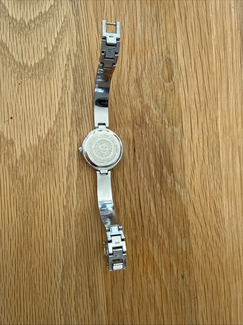 Anne Klein Silver Bracelet Watch with Black Dial and Crystal Accents, Runs Great